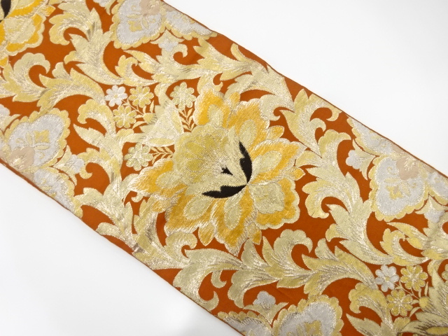 JAPANESE KIMONO / ANTIQUE FUKURO OBI / SILK / WOVEN CHINESE FLOWERS